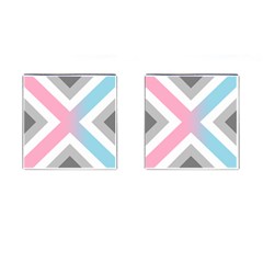 Flag X Blue Pink Grey White Chevron Cufflinks (Square)