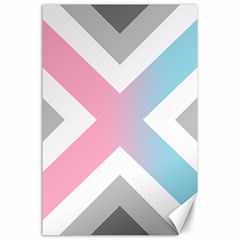 Flag X Blue Pink Grey White Chevron Canvas 24  x 36 