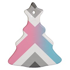 Flag X Blue Pink Grey White Chevron Ornament (Christmas Tree) 