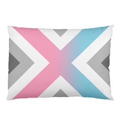 Flag X Blue Pink Grey White Chevron Pillow Case (Two Sides)