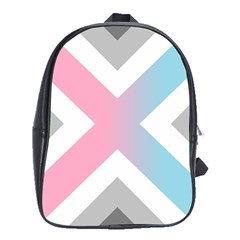 Flag X Blue Pink Grey White Chevron School Bags (XL) 