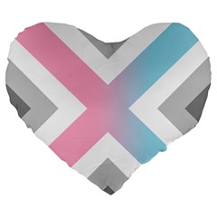 Flag X Blue Pink Grey White Chevron Large 19  Premium Flano Heart Shape Cushions