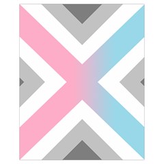 Flag X Blue Pink Grey White Chevron Drawstring Bag (Small)