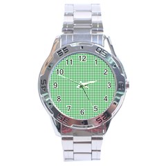 Green Tablecloth Plaid Line Stainless Steel Analogue Watch