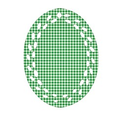 Green Tablecloth Plaid Line Ornament (oval Filigree)