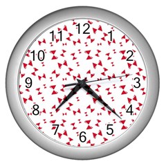 Hour Glass Pattern Red White Triangle Wall Clocks (silver)  by Alisyart