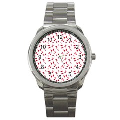 Hour Glass Pattern Red White Triangle Sport Metal Watch