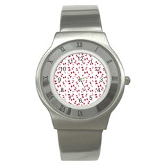 Hour Glass Pattern Red White Triangle Stainless Steel Watch by Alisyart