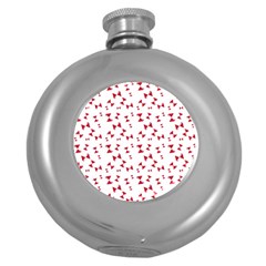 Hour Glass Pattern Red White Triangle Round Hip Flask (5 Oz) by Alisyart