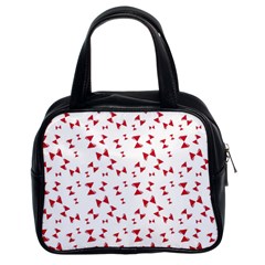 Hour Glass Pattern Red White Triangle Classic Handbags (2 Sides)