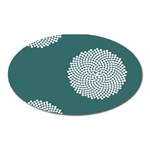 Green Circle Floral Flower Blue White Oval Magnet Front