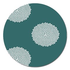 Green Circle Floral Flower Blue White Magnet 5  (round) by Alisyart