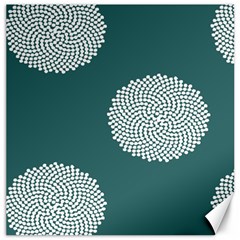 Green Circle Floral Flower Blue White Canvas 12  X 12  