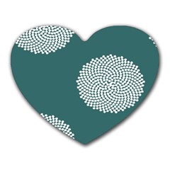 Green Circle Floral Flower Blue White Heart Mousepads