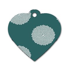 Green Circle Floral Flower Blue White Dog Tag Heart (one Side)