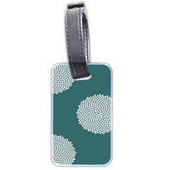 Green Circle Floral Flower Blue White Luggage Tags (two Sides)