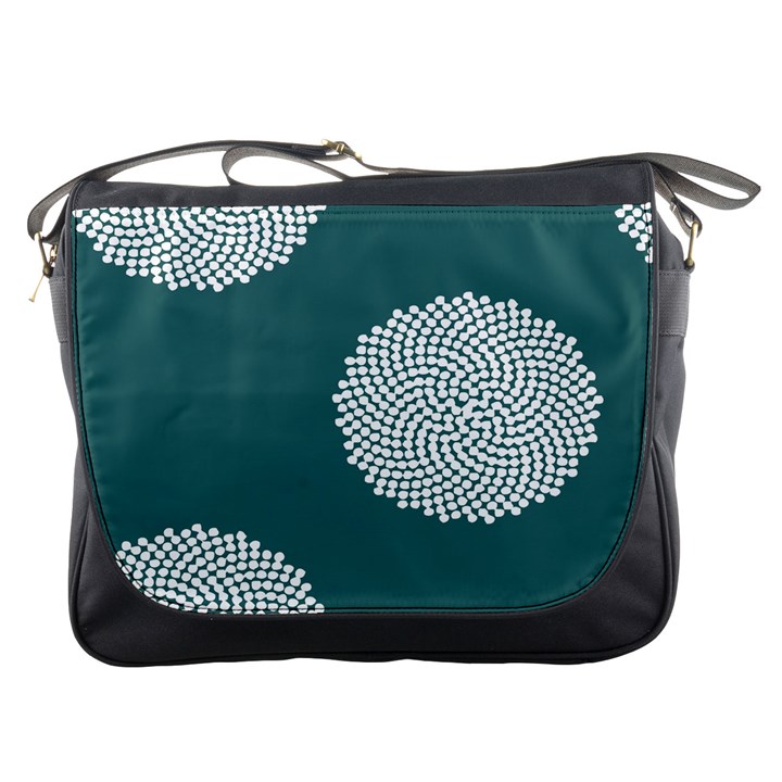 Green Circle Floral Flower Blue White Messenger Bags