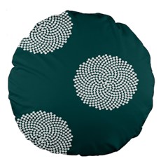 Green Circle Floral Flower Blue White Large 18  Premium Flano Round Cushions by Alisyart