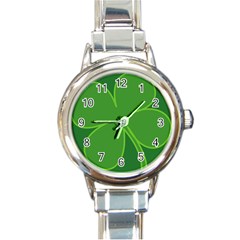 Leaf Clover Green Round Italian Charm Watch by Alisyart