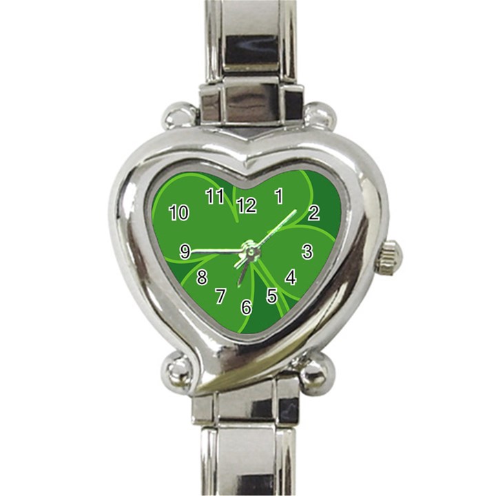 Leaf Clover Green Heart Italian Charm Watch