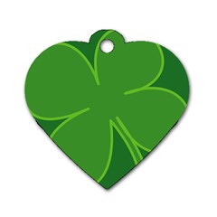 Leaf Clover Green Dog Tag Heart (one Side) by Alisyart