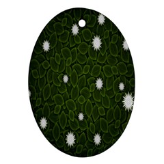 Graphics Green Leaves Star White Floral Sunflower Ornament (oval) by Alisyart