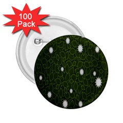 Graphics Green Leaves Star White Floral Sunflower 2 25  Buttons (100 Pack)  by Alisyart