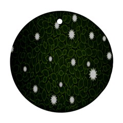 Graphics Green Leaves Star White Floral Sunflower Round Ornament (two Sides) by Alisyart