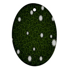 Graphics Green Leaves Star White Floral Sunflower Oval Ornament (two Sides) by Alisyart