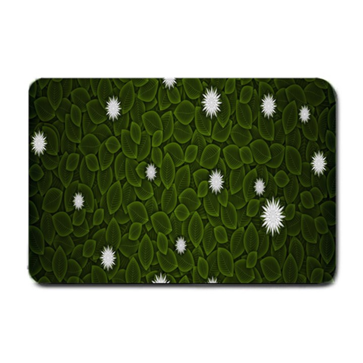 Graphics Green Leaves Star White Floral Sunflower Small Doormat 