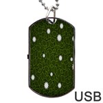 Graphics Green Leaves Star White Floral Sunflower Dog Tag USB Flash (Two Sides) Back