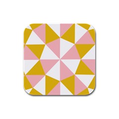 Learning Connection Circle Triangle Pink White Orange Rubber Square Coaster (4 Pack) 