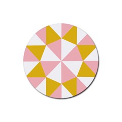 Learning Connection Circle Triangle Pink White Orange Rubber Coaster (round)  by Alisyart