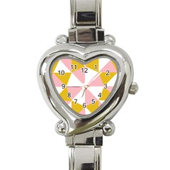 Learning Connection Circle Triangle Pink White Orange Heart Italian Charm Watch by Alisyart