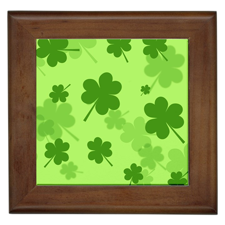 Leaf Clover Green Line Framed Tiles