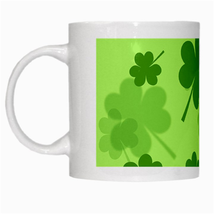 Leaf Clover Green Line White Mugs