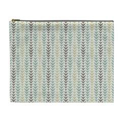 Leaf Triangle Grey Blue Gold Line Frame Cosmetic Bag (xl)