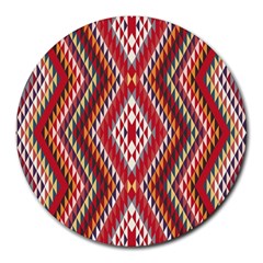 Indian Pattern Sweet Triangle Red Orange Purple Rainbow Round Mousepads