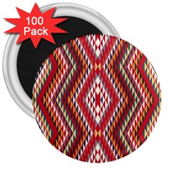 Indian Pattern Sweet Triangle Red Orange Purple Rainbow 3  Magnets (100 Pack) by Alisyart