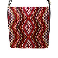 Indian Pattern Sweet Triangle Red Orange Purple Rainbow Flap Messenger Bag (l) 