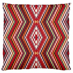 Indian Pattern Sweet Triangle Red Orange Purple Rainbow Large Flano Cushion Case (two Sides) by Alisyart