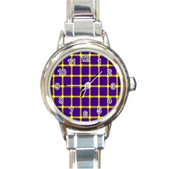 Optical Illusions Circle Line Yellow Blue Round Italian Charm Watch by Alisyart