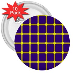 Optical Illusions Circle Line Yellow Blue 3  Buttons (10 Pack)  by Alisyart