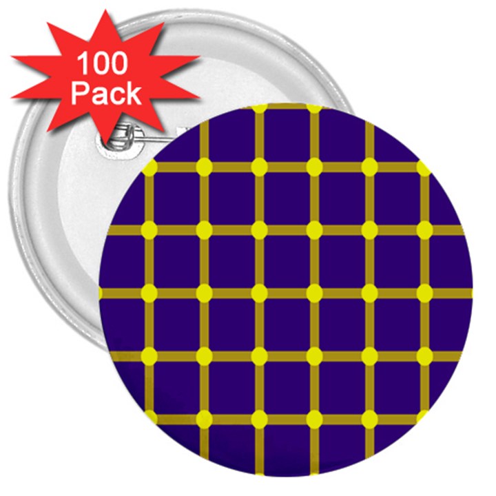 Optical Illusions Circle Line Yellow Blue 3  Buttons (100 pack) 