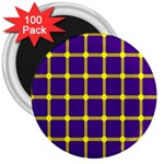 Optical Illusions Circle Line Yellow Blue 3  Magnets (100 pack) Front