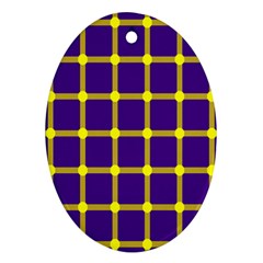 Optical Illusions Circle Line Yellow Blue Oval Ornament (two Sides) by Alisyart