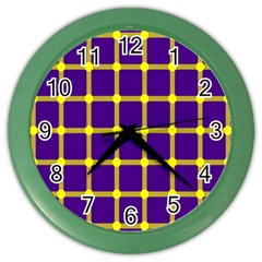 Optical Illusions Circle Line Yellow Blue Color Wall Clocks