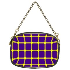 Optical Illusions Circle Line Yellow Blue Chain Purses (one Side) 