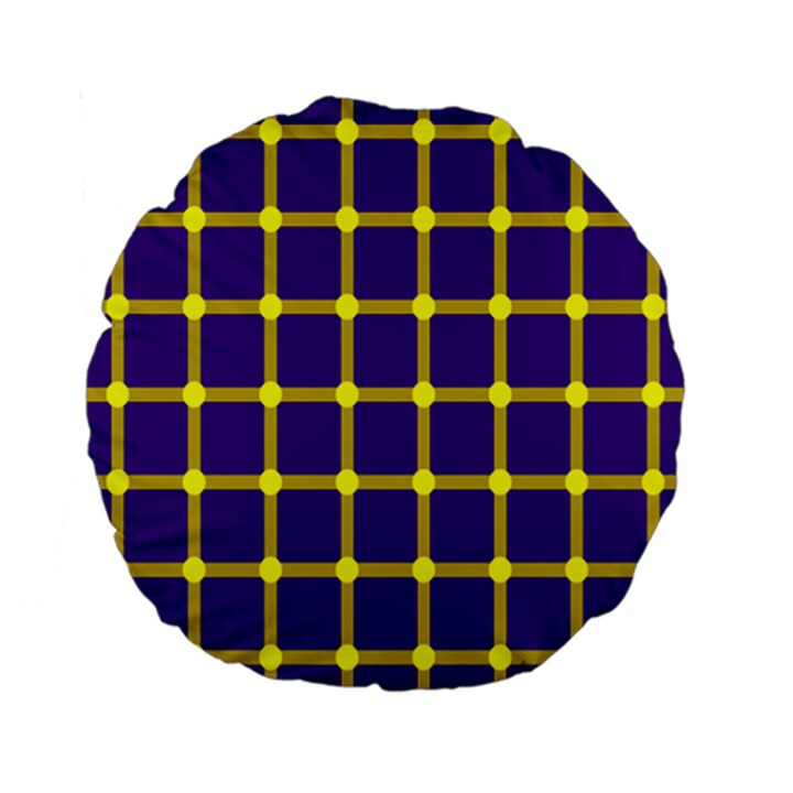 Optical Illusions Circle Line Yellow Blue Standard 15  Premium Flano Round Cushions