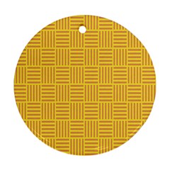 Plaid Line Orange Yellow Round Ornament (two Sides) by Alisyart